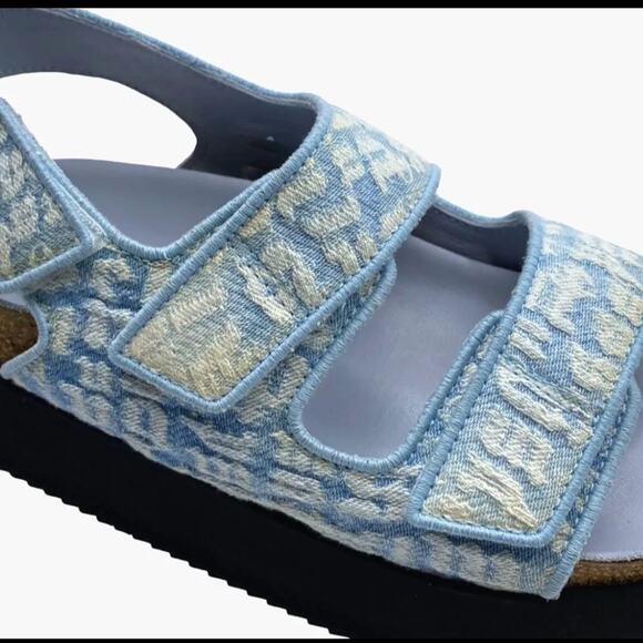 Palm Angels Blue Platform Birck Slingback Sandals Size 8 Retails $715 - Picture 3 of 11